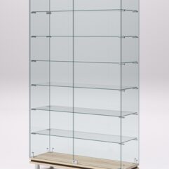 Витрина стеклянная ПРИМАВЕРА МОДЕРН №9 (с дверками, задняя стенка - стекло), Дуб Сонома и Дуб Венге