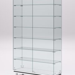 Витрина стеклянная ПРИМАВЕРА МОДЕРН №9 (с дверками, задняя стенка - стекло), Белый и Черный