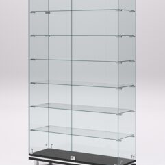 Витрина стеклянная ПРИМАВЕРА МОДЕРН №9 (с дверками, задняя стенка - стекло), Черный и Белый