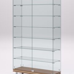 Витрина стеклянная ПРИМАВЕРА МОДЕРН №9 (с дверками, задняя стенка - стекло), Орех и Дуб Сонома