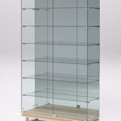 Витрина стеклянная ПРИМАВЕРА МОДЕРН №11 (с дверками, задняя стенка - зеркало), Дуб Сонома