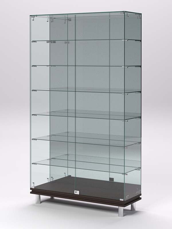 Витрина стеклянная ПРИМАВЕРА МОДЕРН №11 (с дверками, задняя стенка - зеркало), Дуб Венге