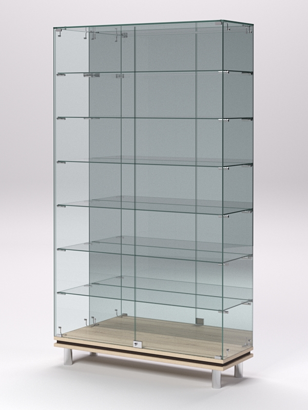 Витрина стеклянная ПРИМАВЕРА МОДЕРН №11 (с дверками, задняя стенка - зеркало), Дуб Сонома и Дуб Венге