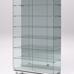 Витрина стеклянная ПРИМАВЕРА МОДЕРН №11 (с дверками, задняя стенка - зеркало), Белый и Черный