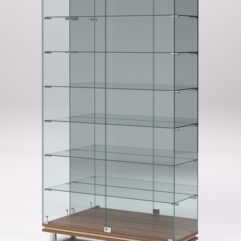 Витрина стеклянная ПРИМАВЕРА МОДЕРН №11 (с дверками, задняя стенка - зеркало), Орех и Дуб Сонома