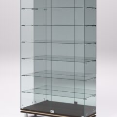 Витрина стеклянная ПРИМАВЕРА МОДЕРН №11 (с дверками, задняя стенка - зеркало), Дуб Венге и Дуб Сонома