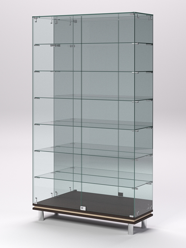 Витрина стеклянная ПРИМАВЕРА МОДЕРН №11 (с дверками, задняя стенка - зеркало), Дуб Венге и Дуб Сонома