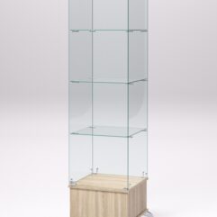 Витрина стеклянная ПРИМАВЕРА ПОДИУМ КЛАССИК №10 (с дверкой, задняя стенка - стекло), Дуб Сонома