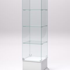Витрина стеклянная ПРИМАВЕРА ПОДИУМ КЛАССИК №10 (с дверкой, задняя стенка - стекло), Белый