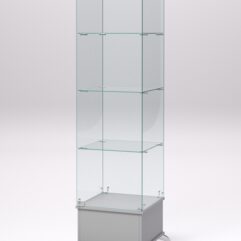Витрина стеклянная ПРИМАВЕРА ПОДИУМ КЛАССИК №10 (с дверкой, задняя стенка - стекло), Серый