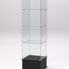 Витрина стеклянная ПРИМАВЕРА ПОДИУМ КЛАССИК №10 (с дверкой, задняя стенка - стекло), Черный