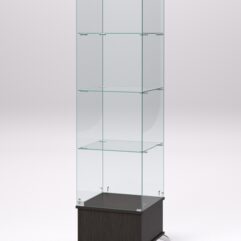 Витрина стеклянная ПРИМАВЕРА ПОДИУМ КЛАССИК №10 (с дверкой, задняя стенка - стекло), Дуб Венге