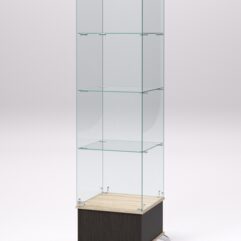 Витрина стеклянная ПРИМАВЕРА ПОДИУМ КЛАССИК №10 (с дверкой, задняя стенка - стекло), Дуб Венге и Дуб Сонома