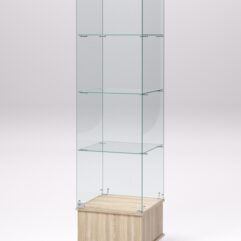 Витрина стеклянная ПРИМАВЕРА ПОДИУМ МОДЕРН №10 (с дверкой, задняя стенка - стекло), Дуб Сонома