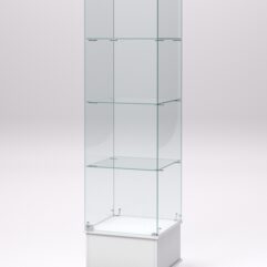 Витрина стеклянная ПРИМАВЕРА ПОДИУМ МОДЕРН №10 (с дверкой, задняя стенка - стекло), Белый
