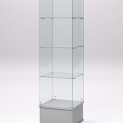 Витрина стеклянная ПРИМАВЕРА ПОДИУМ МОДЕРН №10 (с дверкой, задняя стенка - стекло), Серый