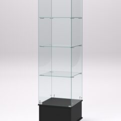 Витрина стеклянная ПРИМАВЕРА ПОДИУМ МОДЕРН №10 (с дверкой, задняя стенка - стекло), Черный