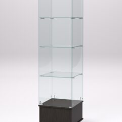 Витрина стеклянная ПРИМАВЕРА ПОДИУМ МОДЕРН №10 (с дверкой, задняя стенка - стекло), Дуб Венге