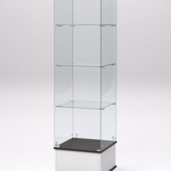 Витрина стеклянная ПРИМАВЕРА ПОДИУМ МОДЕРН №10 (с дверкой, задняя стенка - стекло), Белый и Черный
