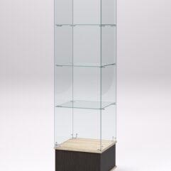 Витрина стеклянная ПРИМАВЕРА ПОДИУМ МОДЕРН №10 (с дверкой, задняя стенка - стекло), Дуб Венге и Дуб Сонома