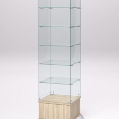 Витрина стеклянная ПРИМАВЕРА ПОДИУМ КЛАССИК №510 (с дверкой, задняя стенка - стекло), Дуб Сонома