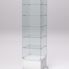 Витрина стеклянная ПРИМАВЕРА ПОДИУМ КЛАССИК №510 (с дверкой, задняя стенка - стекло), Белый
