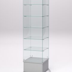 Витрина стеклянная ПРИМАВЕРА ПОДИУМ КЛАССИК №510 (с дверкой, задняя стенка - стекло), Серый