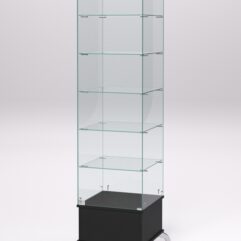 Витрина стеклянная ПРИМАВЕРА ПОДИУМ КЛАССИК №510 (с дверкой, задняя стенка - стекло), Черный