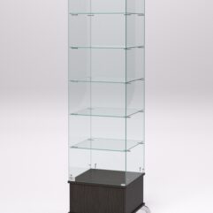 Витрина стеклянная ПРИМАВЕРА ПОДИУМ КЛАССИК №510 (с дверкой, задняя стенка - стекло), Дуб Венге