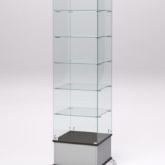 Витрина стеклянная ПРИМАВЕРА ПОДИУМ КЛАССИК №510 (с дверкой, задняя стенка - стекло), Серый и Дуб Венге