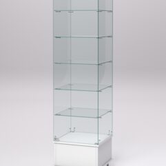 Витрина стеклянная ПРИМАВЕРА ПОДИУМ МОДЕРН №510 (с дверкой, задняя стенка - стекло), Белый