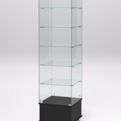 Витрина стеклянная ПРИМАВЕРА ПОДИУМ МОДЕРН №510 (с дверкой, задняя стенка - стекло), Черный