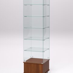 Витрина стеклянная ПРИМАВЕРА ПОДИУМ МОДЕРН №510 (с дверкой, задняя стенка - стекло), Орех