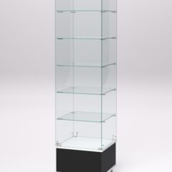 Витрина стеклянная ПРИМАВЕРА ПОДИУМ МОДЕРН №510 (с дверкой, задняя стенка - стекло), Черный и Белый