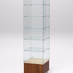Витрина стеклянная ПРИМАВЕРА ПОДИУМ МОДЕРН №510 (с дверкой, задняя стенка - стекло), Орех и Дуб Сонома