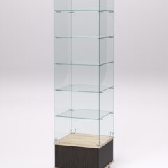 Витрина стеклянная ПРИМАВЕРА ПОДИУМ МОДЕРН №510 (с дверкой, задняя стенка - стекло), Дуб Венге и Дуб Сонома