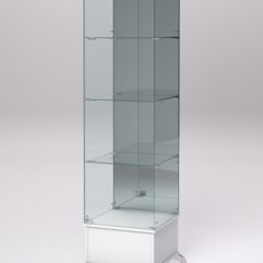 Витрина стеклянная ПРИМАВЕРА ПОДИУМ КЛАССИК №12 (с дверкой, задняя стенка - зеркало), Белый