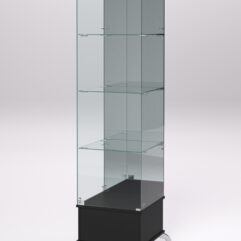 Витрина стеклянная ПРИМАВЕРА ПОДИУМ КЛАССИК №12 (с дверкой, задняя стенка - зеркало), Черный