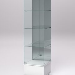 Витрина стеклянная ПРИМАВЕРА ПОДИУМ МОДЕРН №12 (с дверкой, задняя стенка - зеркало), Белый