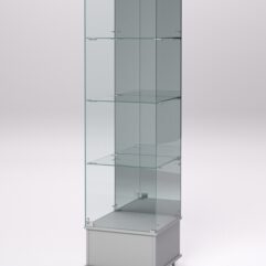 Витрина стеклянная ПРИМАВЕРА ПОДИУМ МОДЕРН №12 (с дверкой, задняя стенка - зеркало), Серый