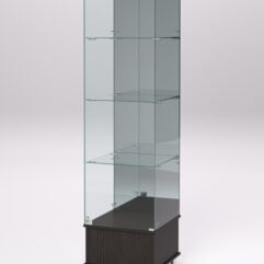 Витрина стеклянная ПРИМАВЕРА ПОДИУМ МОДЕРН №12 (с дверкой, задняя стенка - зеркало), Дуб Венге