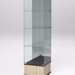 Витрина стеклянная ПРИМАВЕРА ПОДИУМ МОДЕРН №12 (с дверкой, задняя стенка - зеркало), Дуб Сонома и Дуб Венге