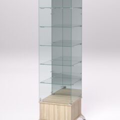 Витрина стеклянная ПРИМАВЕРА ПОДИУМ КЛАССИК №512 (с дверкой, задняя стенка - зеркало), Дуб Сонома