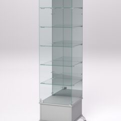 Витрина стеклянная ПРИМАВЕРА ПОДИУМ КЛАССИК №512 (с дверкой, задняя стенка - зеркало), Серый