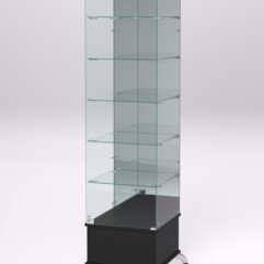 Витрина стеклянная ПРИМАВЕРА ПОДИУМ КЛАССИК №512 (с дверкой, задняя стенка - зеркало), Черный