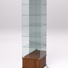 Витрина стеклянная ПРИМАВЕРА ПОДИУМ КЛАССИК №512 (с дверкой, задняя стенка - зеркало), Орех