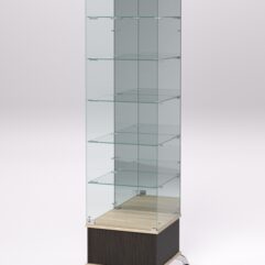 Витрина стеклянная ПРИМАВЕРА ПОДИУМ КЛАССИК №512 (с дверкой, задняя стенка - зеркало), Дуб Венге и Дуб Сонома