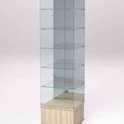 Витрина стеклянная ПРИМАВЕРА ПОДИУМ МОДЕРН №512 (с дверкой, задняя стенка - зеркало), Дуб Сонома