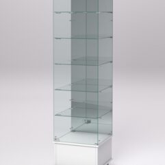 Витрина стеклянная ПРИМАВЕРА ПОДИУМ МОДЕРН №512 (с дверкой, задняя стенка - зеркало), Белый