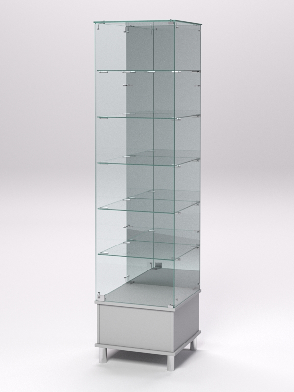 Витрина стеклянная ПРИМАВЕРА ПОДИУМ МОДЕРН №512 (с дверкой, задняя стенка - зеркало), Серый